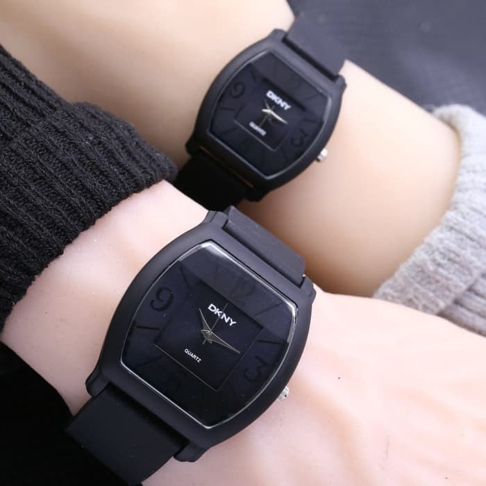 Diskon Jam Tangan Pria Wanita DKNY Couple Rubber Black Termurah