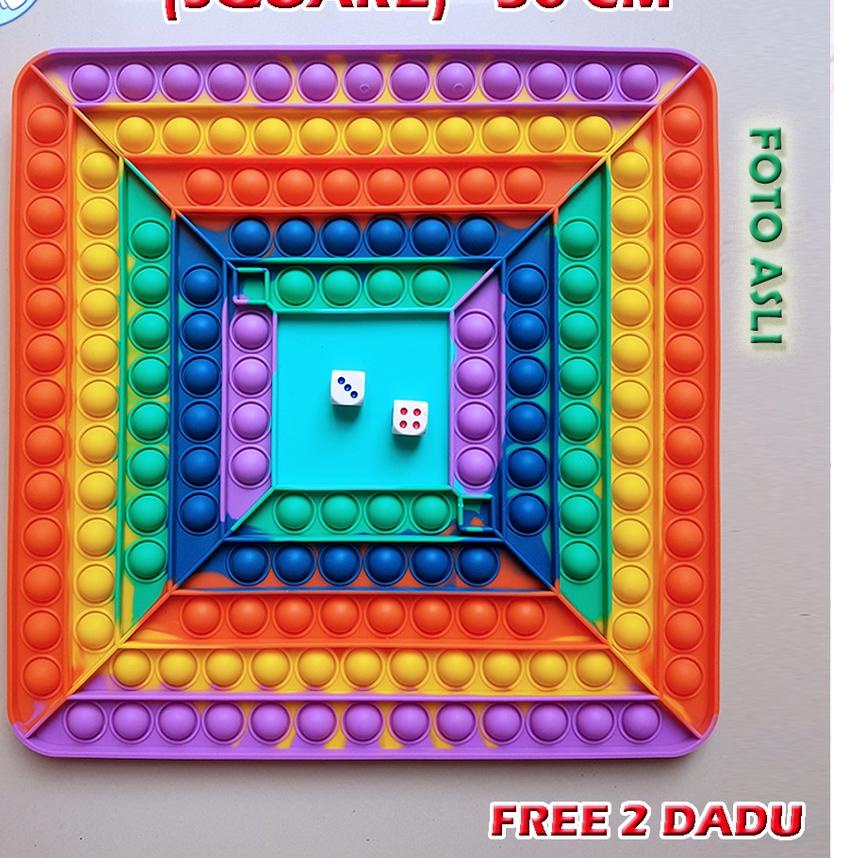 ✬ Pop It Board Game Persegi Panjang Battle Free Dadu Rainbow Jumbo ♩