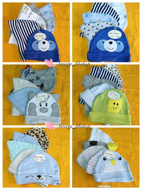 Topi bayi katun kupluk carte baby 5 in 1 isi 5 halus nyaman