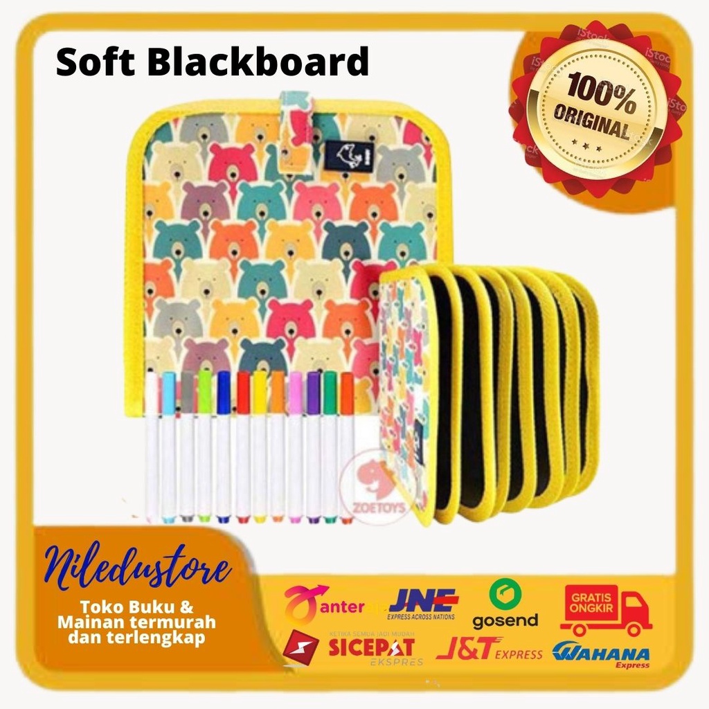 

Soft Blackboard Drawing Book 12 pen | Buku Papan Tulis Anak Bisa Dihapus | Erasable Book