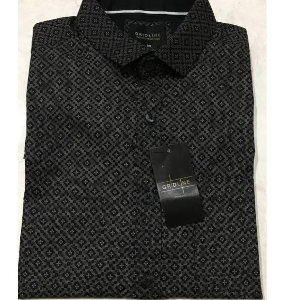 ℗ [GRIDLINE 0462] Kemeja Pria Cowok Katun Lengan Pendek Slimfit Semi Batik Modern ❈