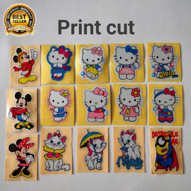

Stiker print cutting hello Kitty kucing Micky mouse Minion kualitas terbaik termurah