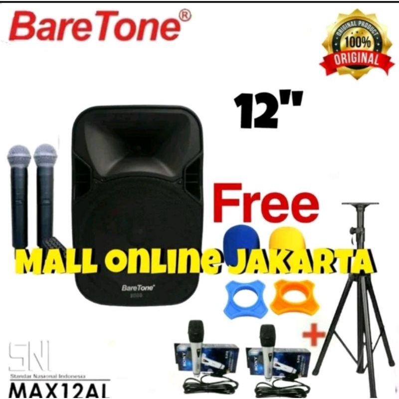 speaker aktif portable baretone 12 inch bluetooth max12al speker aktiv portabel max 12 mic meeting