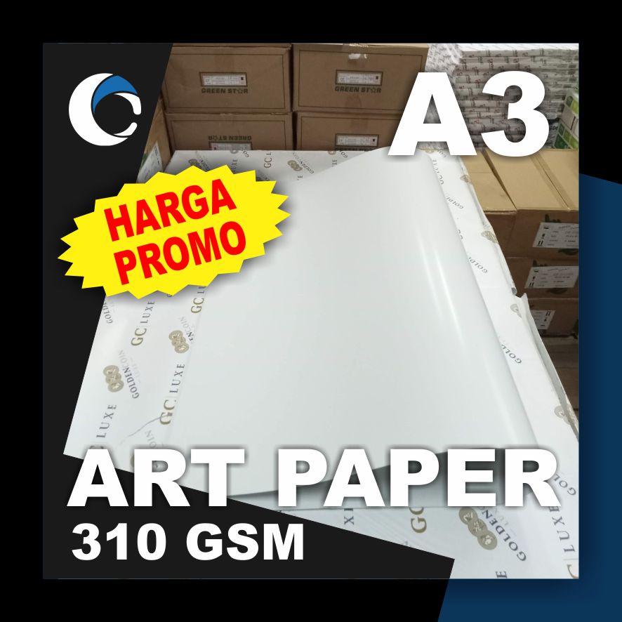 

KERTAS ART PAPER / ART CARTON 310 GSM Uk [ A3 ] 29.7 cm X 42 cm ( 50 LEMBAR )