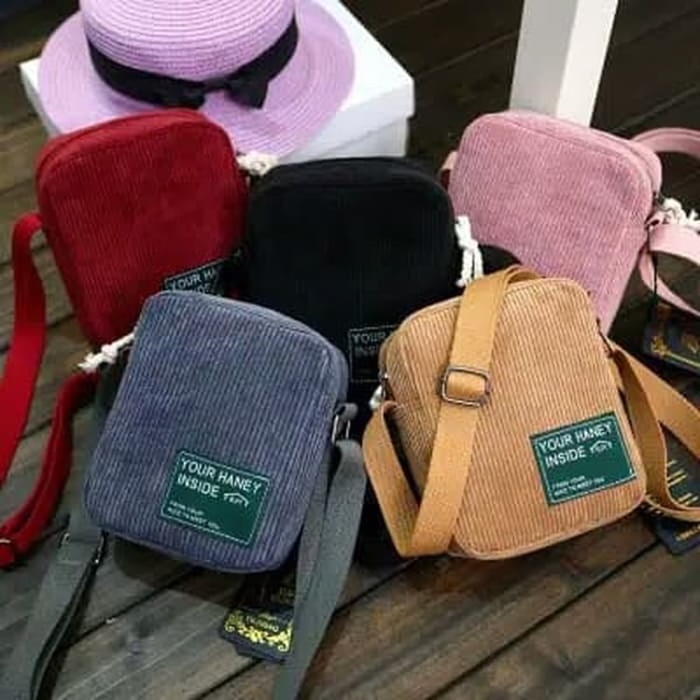 corduroy sling bag