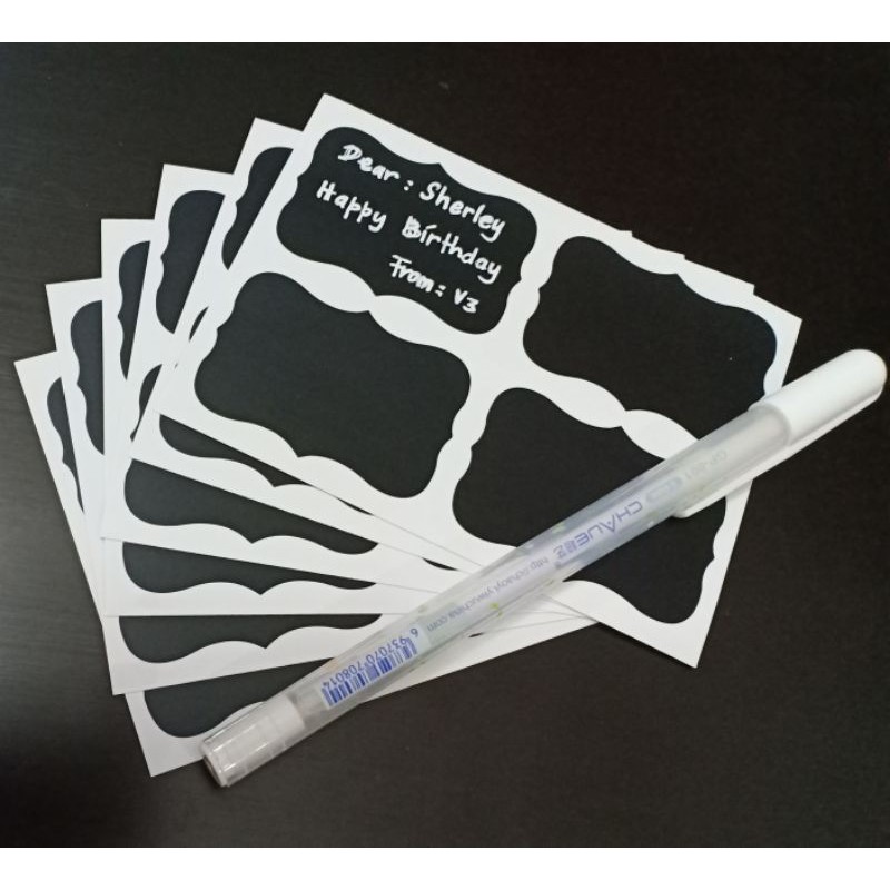 

sticker label papan tulis hitam + pen tinta putih