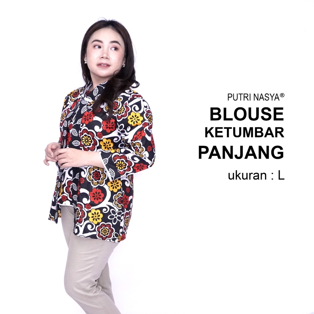 Blouse Batik Big Size Wanita Atasan Batik Jumbo Wanita Lengkap S-M-L-XL-2L-3L-4L-5L-6L-7L Model Blus Jumbo Seragam Batik / Atasan Kerja Kantor Bahan Katun Terbaru Wanita / Pakaian Batik Kekinian Model Keren / Baju Batik Trendy Super Big LD 140