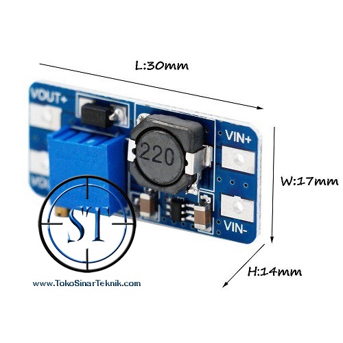 MT3608 Step Up 2A Boost Regulator DC Mini 2-24V to 5-28V Power Booster Supply Penaik tegangan BB-71B