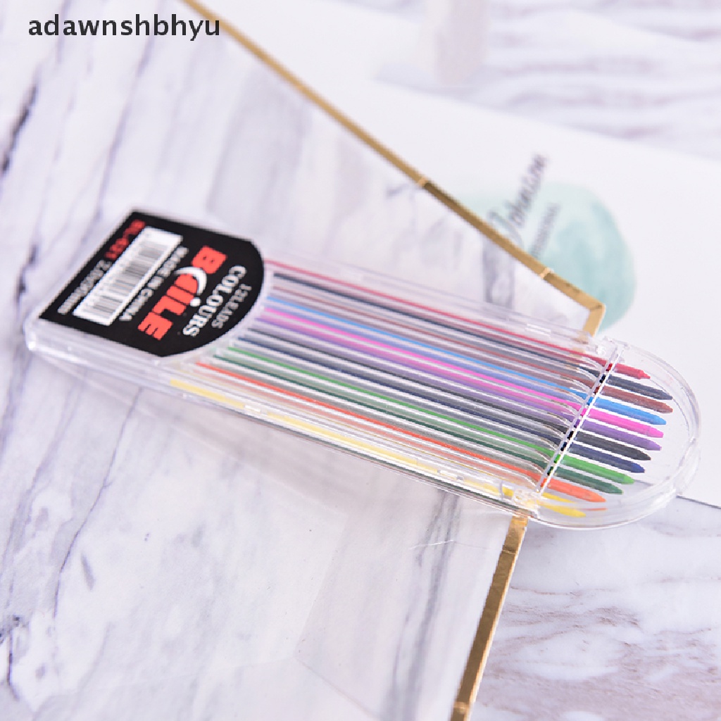 [adawnshbhyu] 1box 2.0mm Pensil Mekanik Berwarna Refill Timah Dihapus Stationary Siswa.