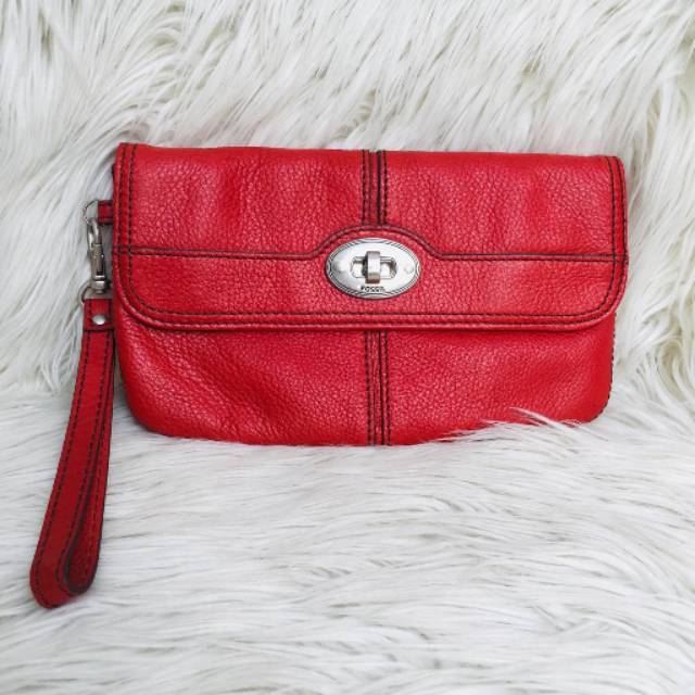 Fossil Maddox Wristlet Red