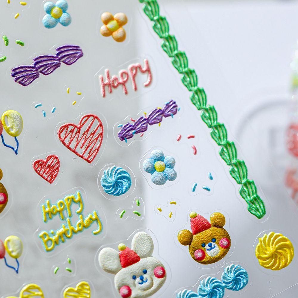 Agustinina Kartun Stiker Kuku Fashion Relief Kelinci Pelangi Strawberry Perekat Diri Nail Art Dekorasi