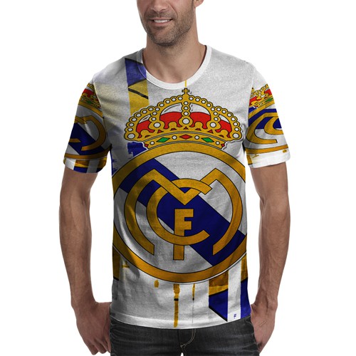Kaos Real Madrid FC Tshirt Unisex Bahan Polyester Jersey T-SHIRT Fullprint Tees Casual Fashion RARE 