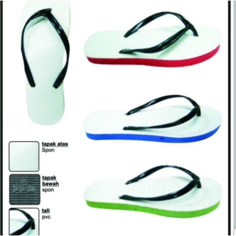 (GROSIR ISI 6 PSG) Sandal jepit karet murah / Sandal mushola LL campur dan yeye ab