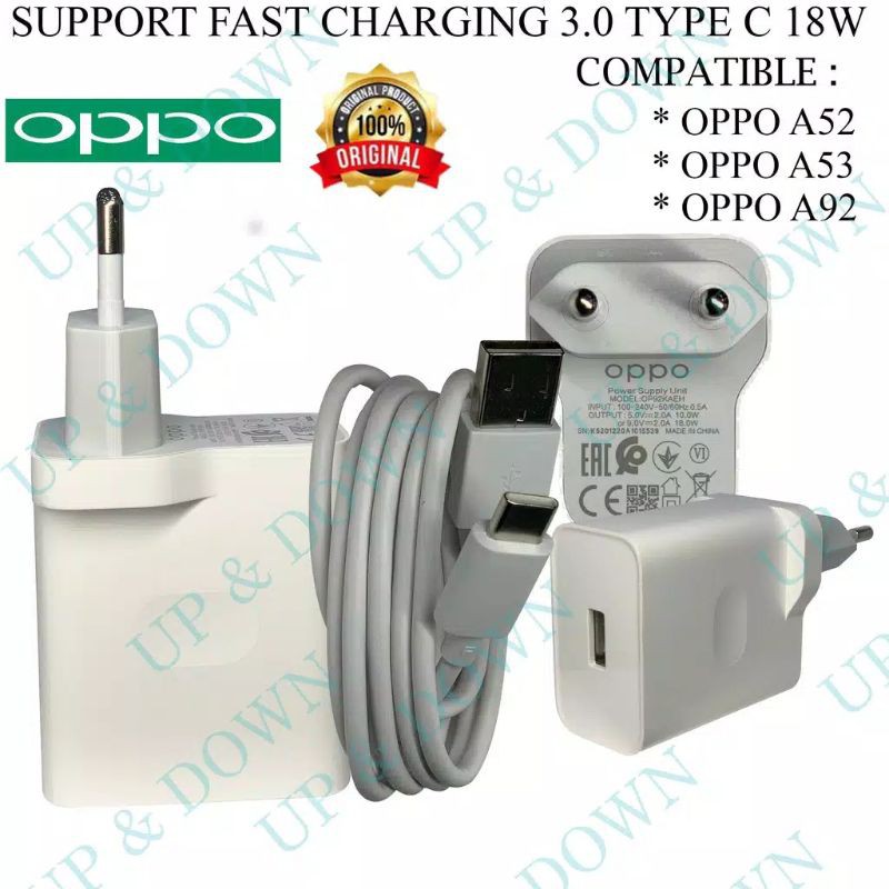 Charger Oppo A33, Reno 4F Type C Fast Charging 3.0 18W ORIGINAL