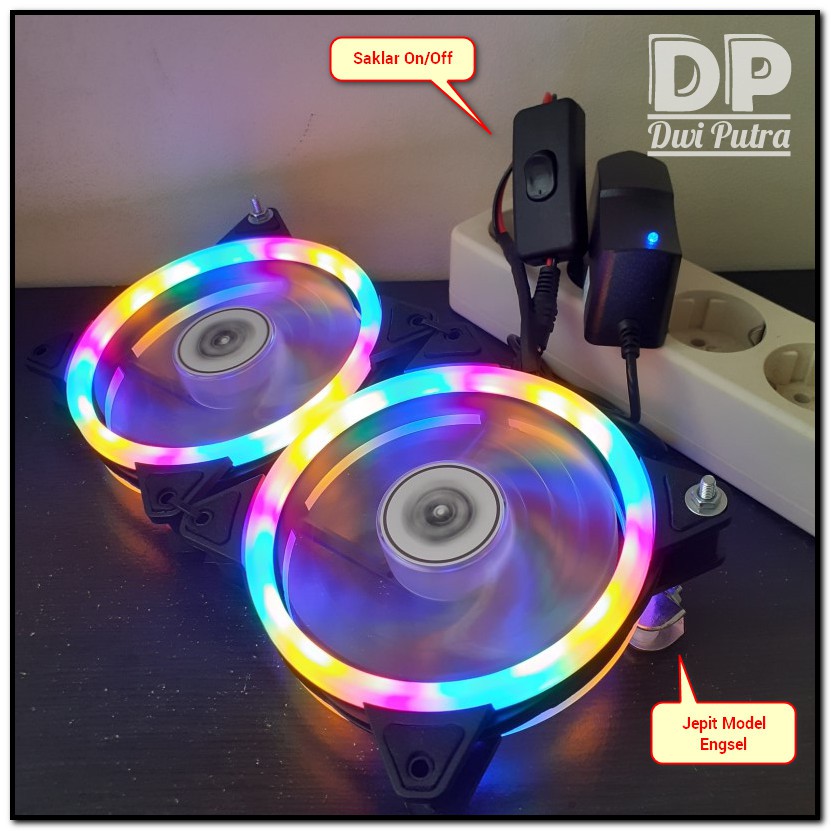 KIPAS AQUARIUM TRANSPARAN BLACK CASE FULLSET // AQUASCAPE RGB LED LAMPU // PENDINGIN COOLING COOLER FAN