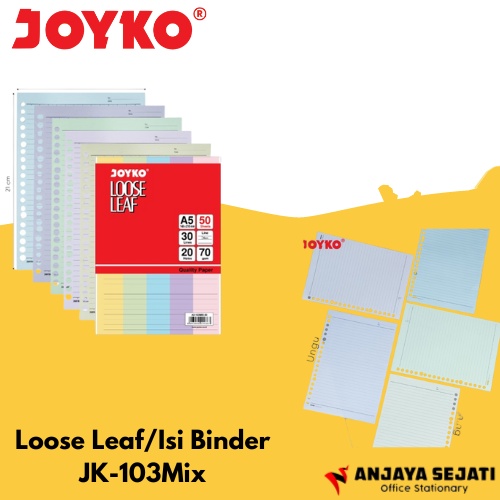 

Loose Leaf JK-103Mix | Isi Binder Berwarna | Perpack (isi 50lembar)