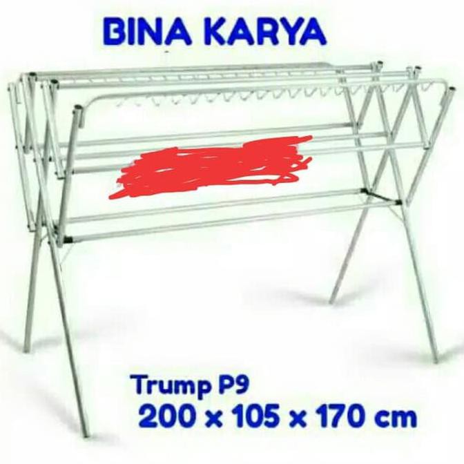 Jemuran Baju Aluminium Bina Karya 200 Kokoh Pipa Besar Sincanori