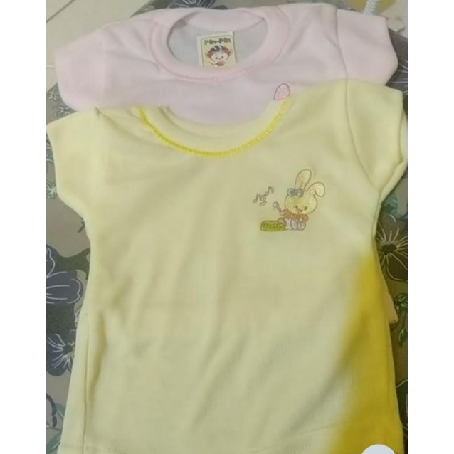 PIN-PIN Oblong / Singlet kaos dalam tebal halus warna polos anak bayi bordir