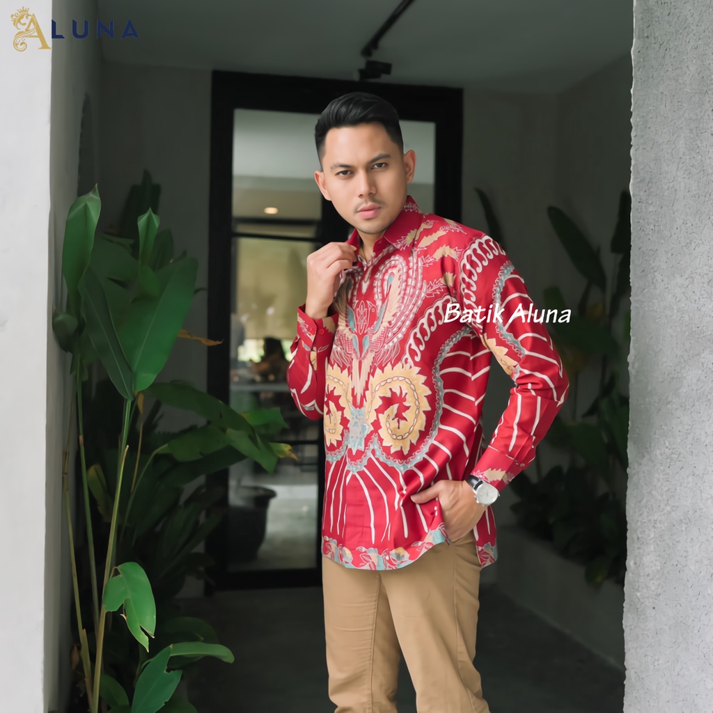 BATIK SOLO PREMIUM PRIA MOTIF KOMBINASI LENGAN PANJANG REGULAR LAPIS FURING KATUN ALUNA PCW 119