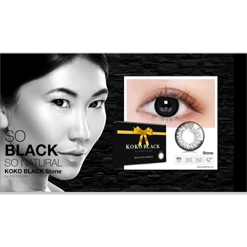 Softlens X2 KOKO BLACK Normal &amp; Minus 0.50 - 3.00 Dia 14.5MM / FREE LENSCASE - KASIMURA