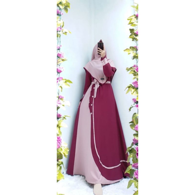 gamis ity crepe set Khimar