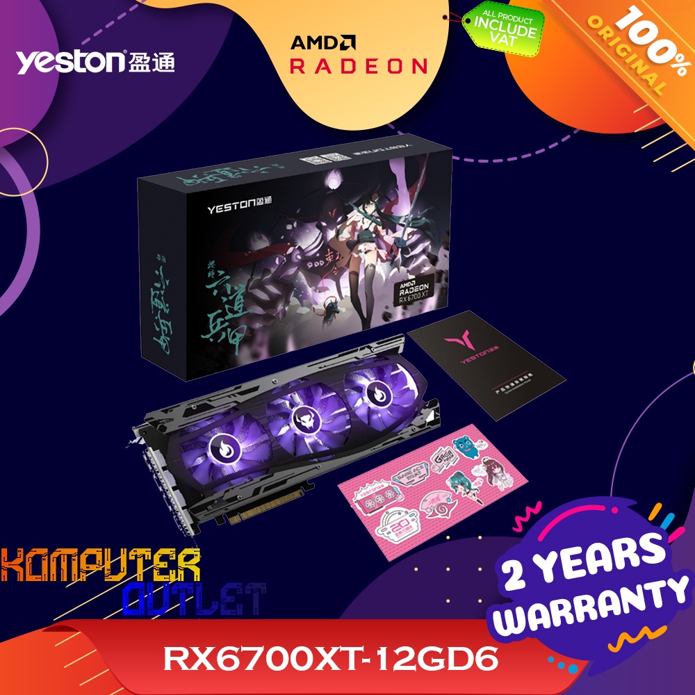 vga yeston radeon rx 6700 xt 12gb gddr6 triple fan   rx6700xt 12gd6