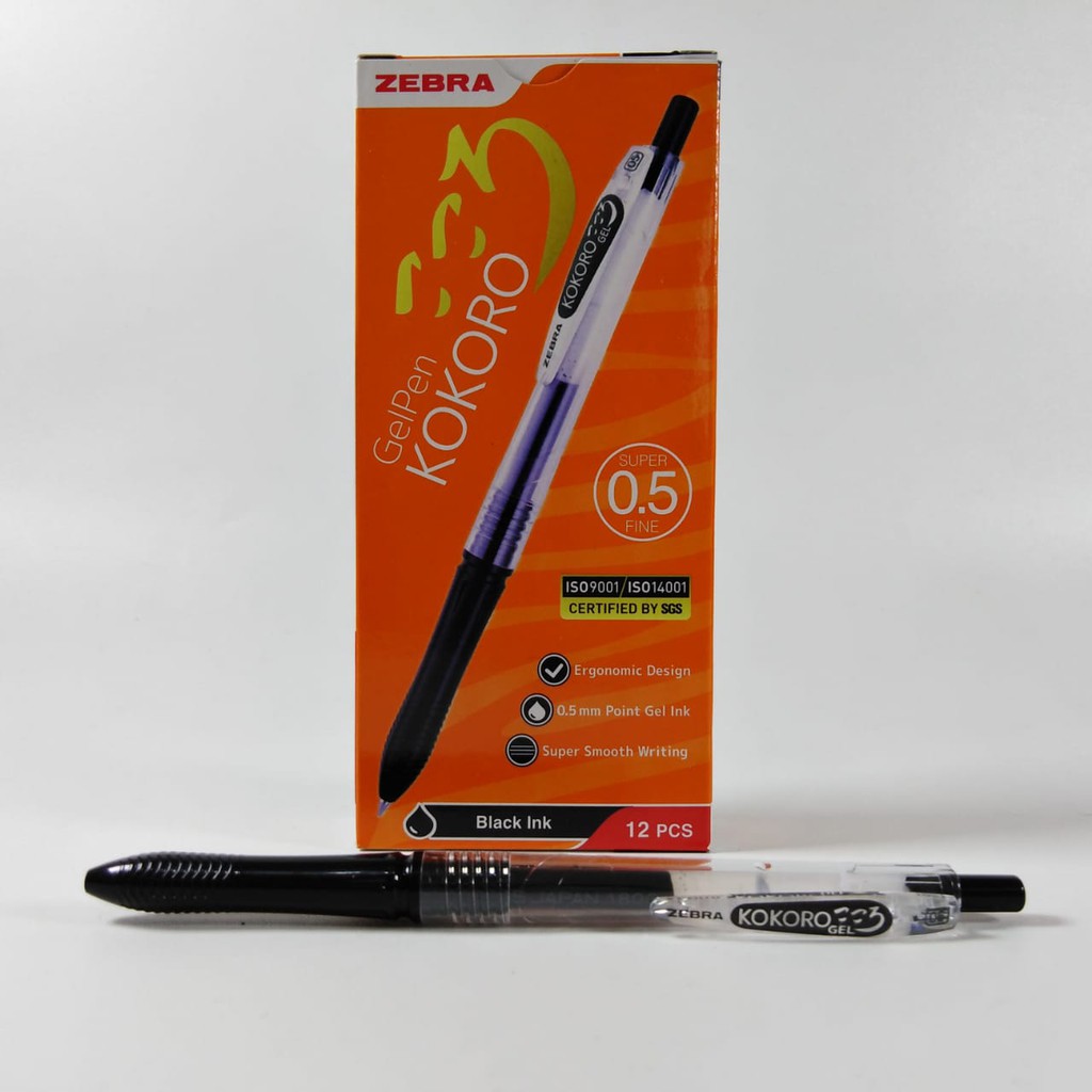 ZEBRA PULPEN GEL INK KOKORO GEL 0.5 COVER HITAM ATK STATIONARY | Shopee