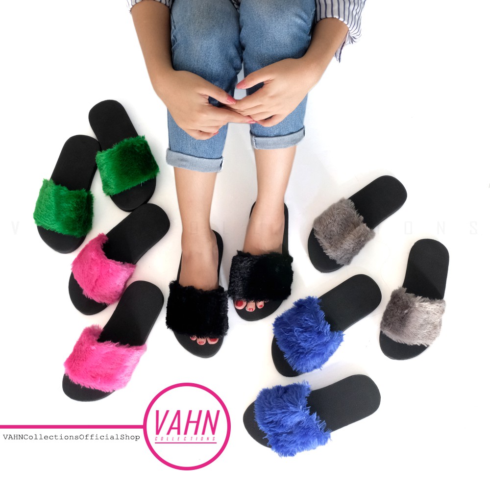 TERMURAH 15 WARNA Sandal  Bulu  Sendal Santai Rumah Selop  