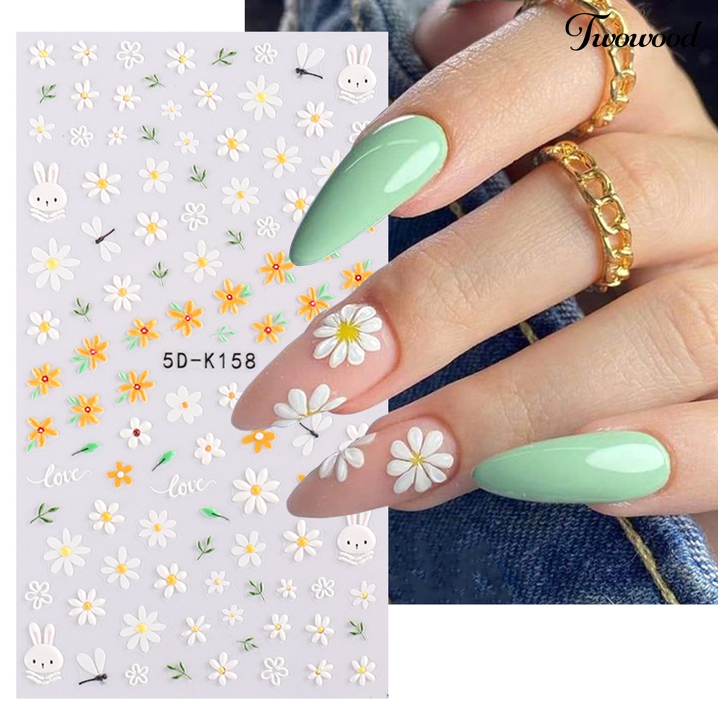 Stiker Kuku Motif Bunga Kecil Anti Jatuh Untuk Manicure Wanita