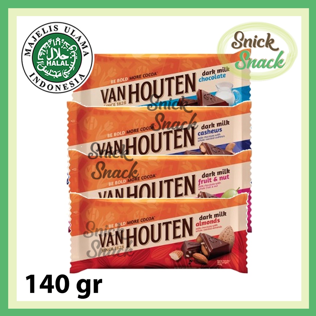 

Van Houten Dark 140 gr Milk Chocolate Almonds Cashews Fruit Nut Big Size Jumbo