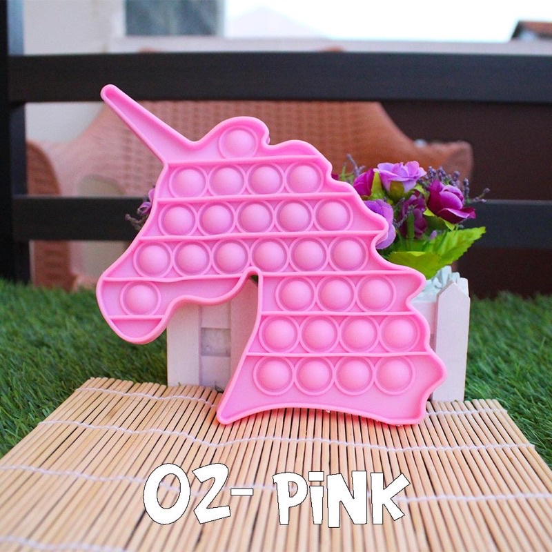 Mainan Fidget Pop It Toys Anak TERMURAH UNICORN AMONG US CRAB LOBSTER-Unicorn PINK