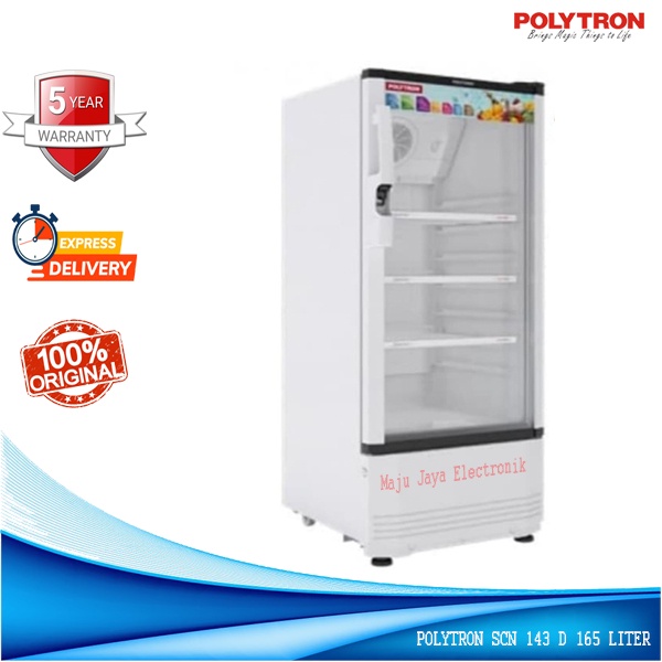 Showcase POLYTRON SCN 143D Low Watt Pintu Anti Embun 165 Liter