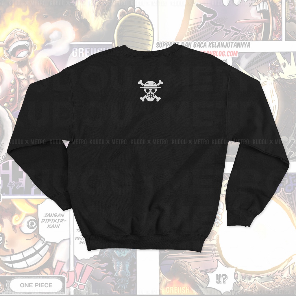 Crewneck Luffy Wanted God Nika Gear 5th Anime Manga One Piece Premium Unisex