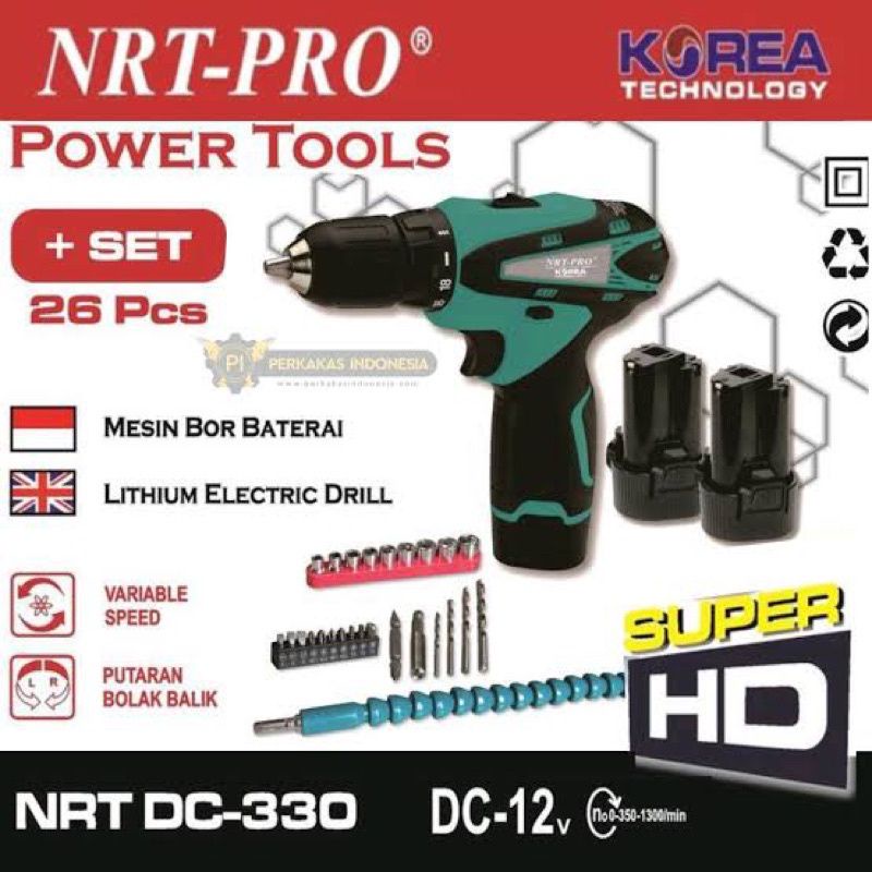 BOR BATERAI NRT PRO DC-330 12 VOLT 10 + SET 26 PCS - BOR CES