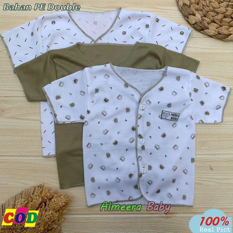 Isi 3 PCS Baju Bayi Baru Lahir Baju Bayi Lengan Pendek Usia 0-3 Bulan Seri Army Almeera Baby and Kids