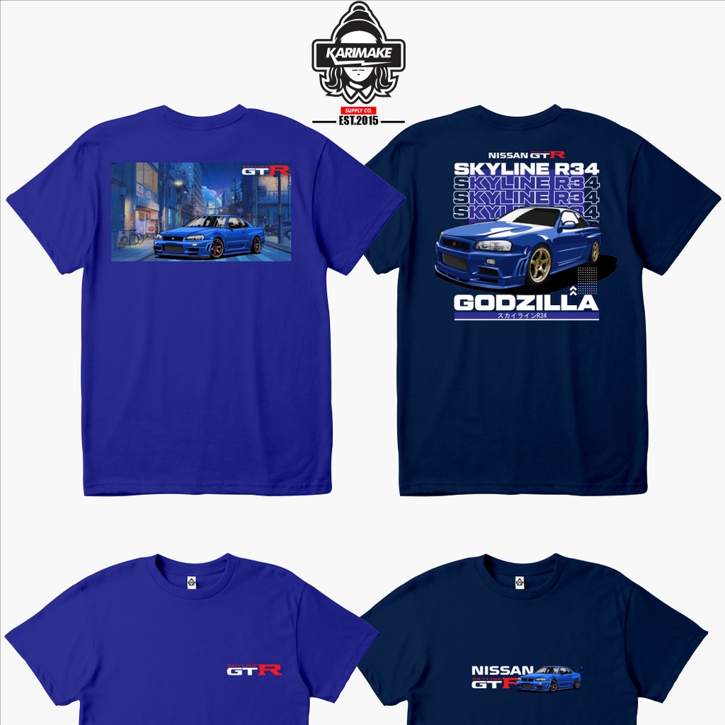 Kaos Baju Mobil NISSAN SKYLINE GTR R34 JDM STREET Kaos Otomotif