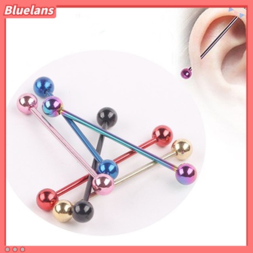 Bluelans 1Pair Unisex Punk Stainless Steel Barbell Long Tongue Rings Studs Body Piercing