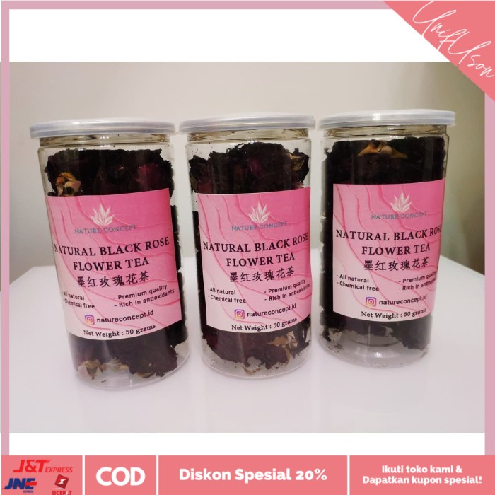 

⭐COD⭐ Natural Dried Black Red Rose Tea Teh bunga mawar besar Premium 50gr