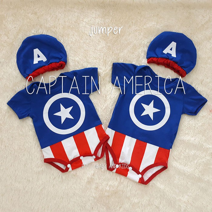 Baju Bayi Laki Laki Jumper Lucu Karakter Bayi - Captain Superhero