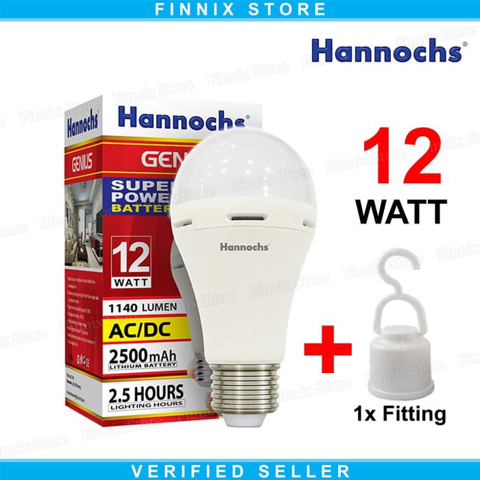 Hannochs Genius Lampu Bohlam LED Emergency 12 watt - Dua Fungsi AC DC