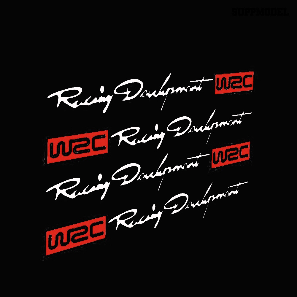 4pcs Stiker Decal Motif Racing Development WRC Untuk Dekorasi Handle Pintu Mobil