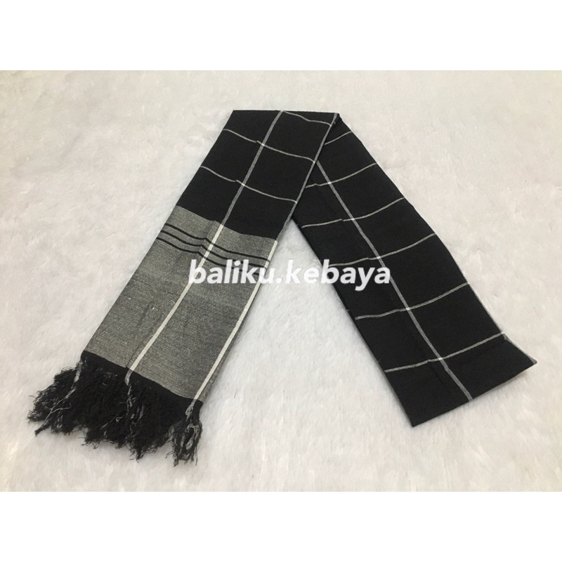 Selendang Poleng Rajut Tebal / Selendang Poleng Katun / Selendang Catur Bali-Poleng Hitam