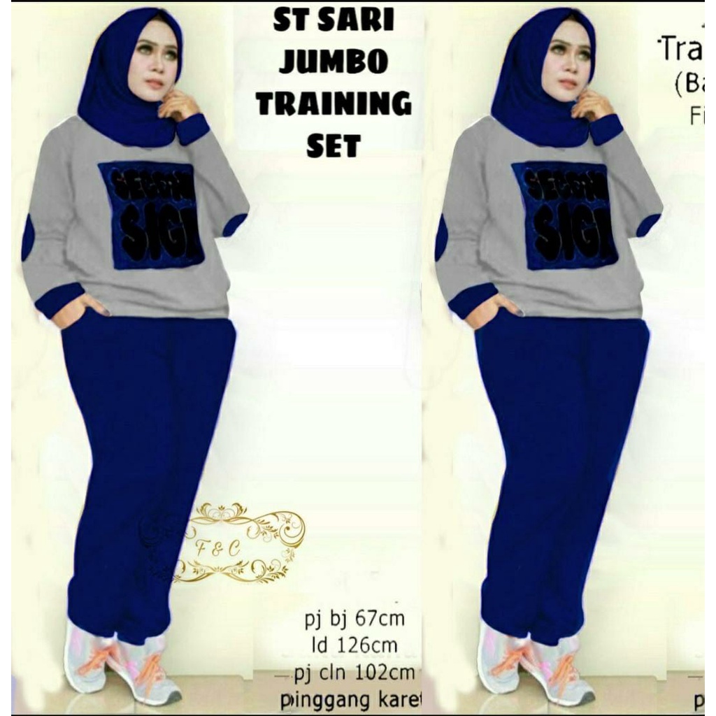 3 UKURAN L XL XXL SET SARI FASHION PAKAIAN WANITA SETELAN ATASAN DAN CELANA BAHAN BABYTERRY FEHM