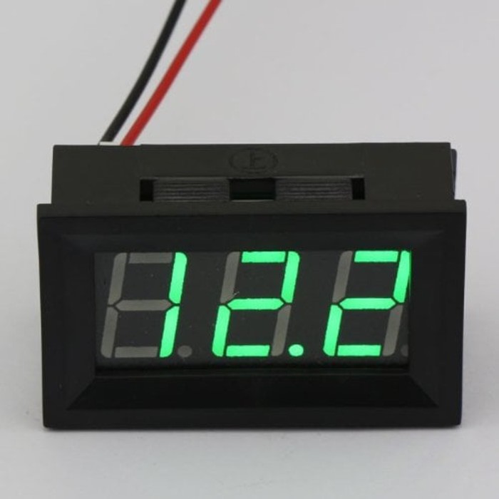 GREEN Voltmeter Digital Lengkap Frame 4.5-30V DC Dua Kabel LED 0.56&quot;