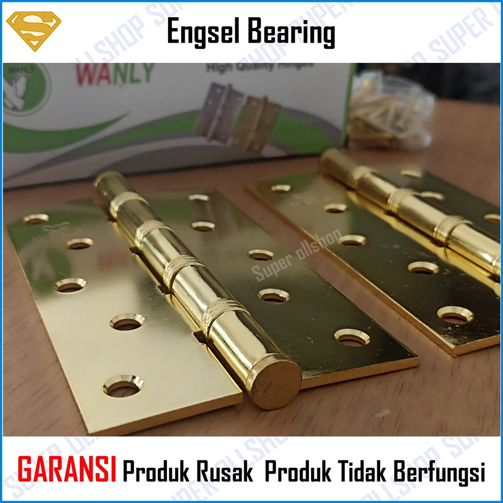 Engsel Pintu Tebal 5 Inch Jendela Pintu Rumah Kayu Besi / Engsel Pintu Rumah Bearing 5 Inch Silver Kuning Gold Murah Tebal