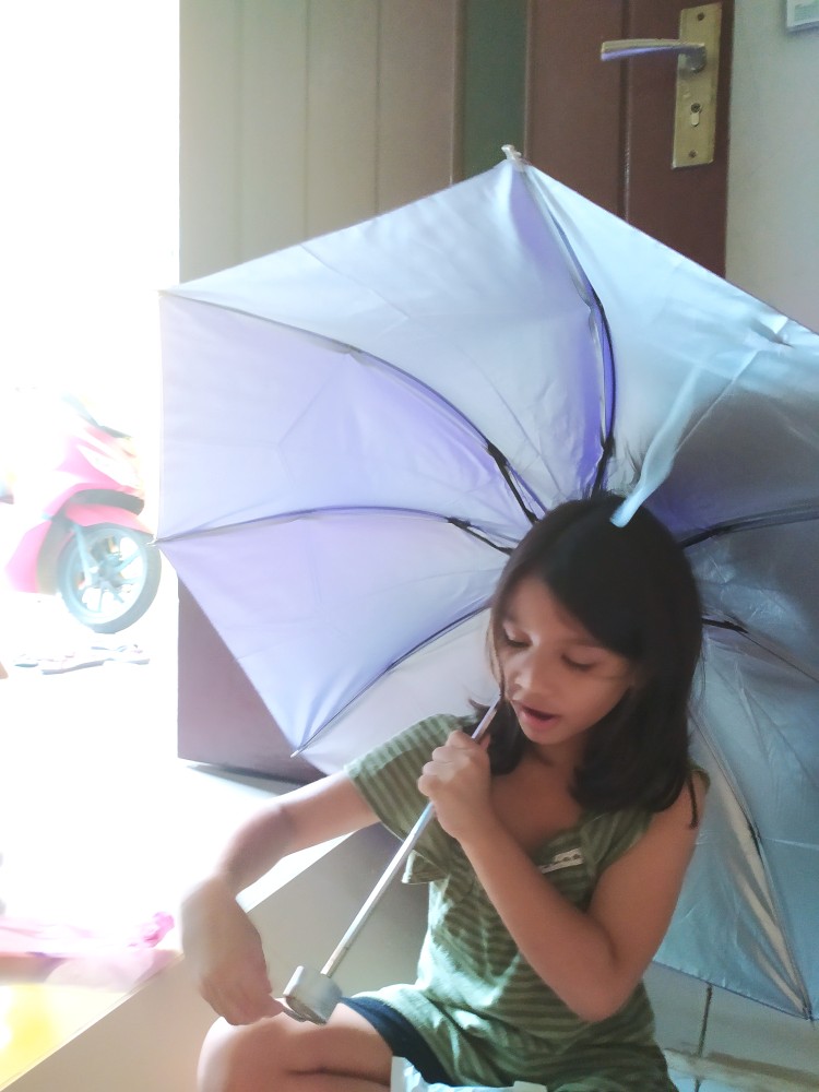 Payung Lipat Polos Model Polos Lapis Biru ,pink,hijau Tua,navy, Dalam Anti Radiasi Matahari [import]