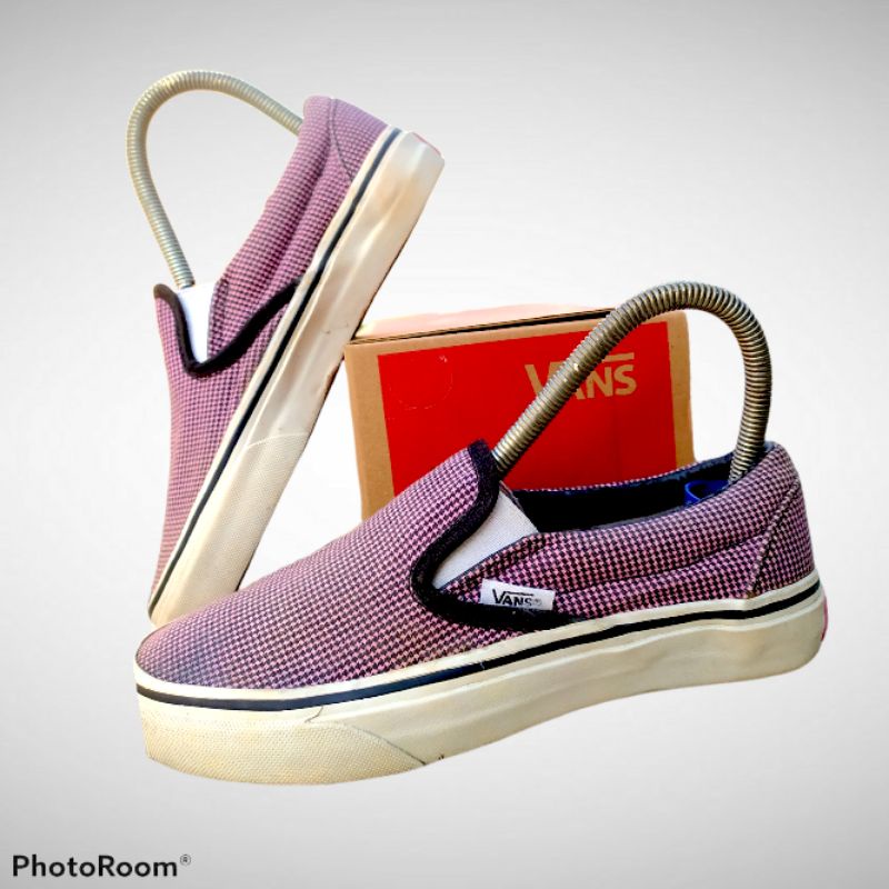 sepatu Vans slip on motif flanel second Preloved original