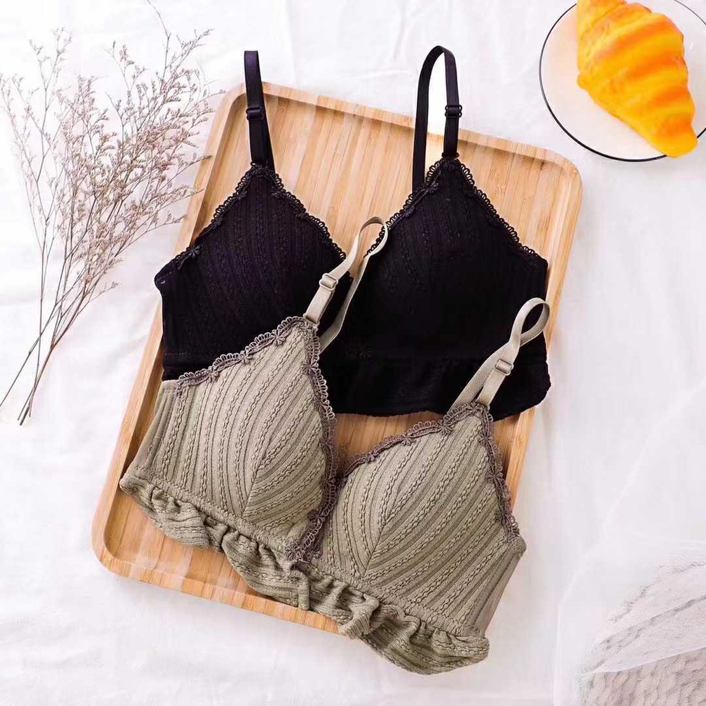 Alibaba1688 Bra Push Up Wanita Bahan Lace plus Busa Tanpa Kawat Import