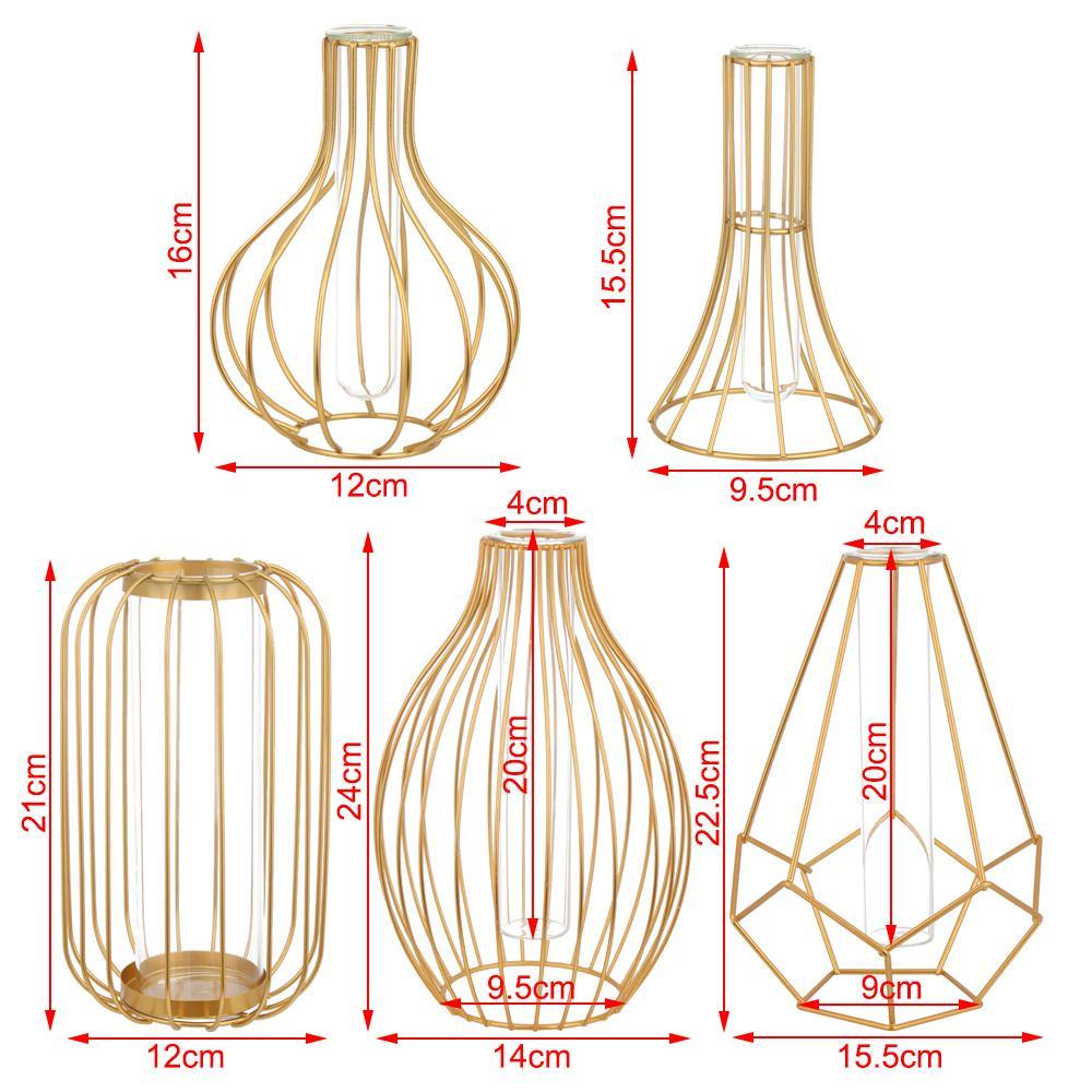 Suyo Vas Seni Besi Nordic Styles Terrarium Metal Holder Dekorasi Rumah Tabung Reaksi Kaca