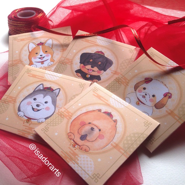 

10pcs Angpao Imlek 2018 Shio Anjing Puppy Dog / Hong Bao / Angpau / Amplop Uang Gold Emas - Mini